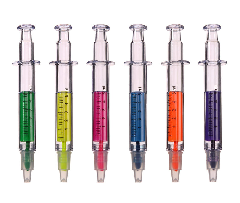 SDBING 6pc Syringe Highlighter Pens with 6 Colors Christmas gift