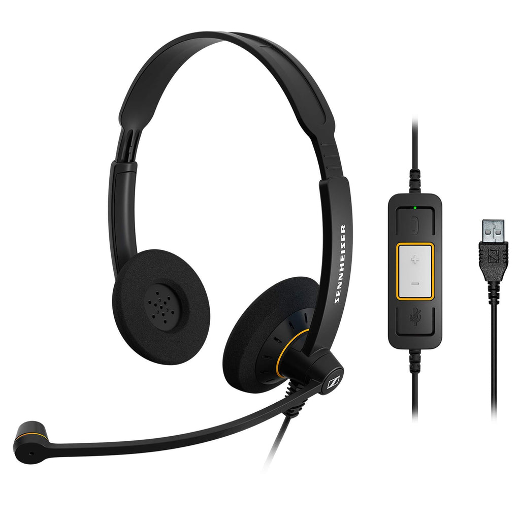 Sennheiser Consumer Audio SC 60 USB ML (504547) - Double-Sided Business Headset | For Skype for Business | with HD Sound, Noise-Cancelling Microphone, & USB Connector (Black)