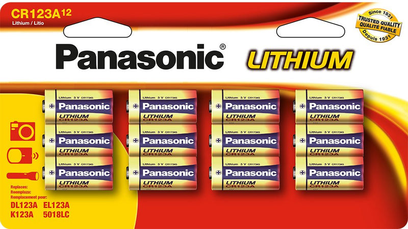 Panasonic Energy Corporation CR-123PA/12B CR123A Lithium Batteries, Pack of 12