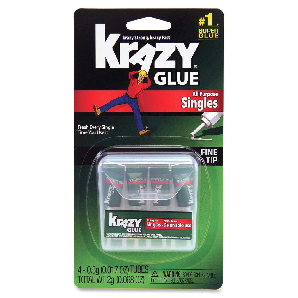 EPI Krazy Glue KG58248SN Krazy Glue Single-Use Tubes w/Storage Case, 0.07 oz, 4/Pack