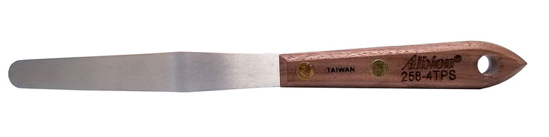 Albion Engineering Company 258-4TPS Classic Tapered Spatula, Stainless Steel, Hardwood Handle, 7/16" Wide Tapered Tip x 4" Long Blade Tapered Blade