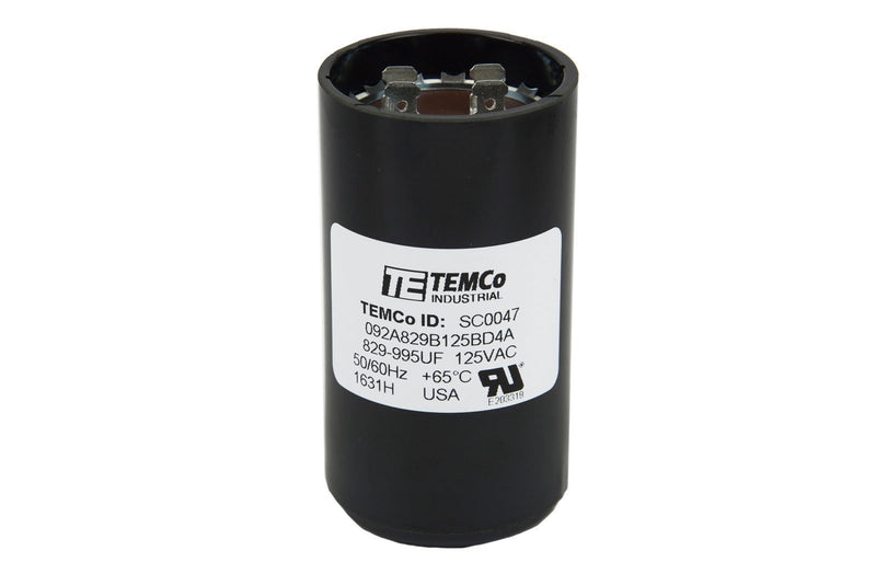 TEMCo 829-995 uf/MFD 110-125 VAC Volts Round Start Capacitor 50/60 Hz AC Electric - Lot -1 829-995 uf (1 Pack)