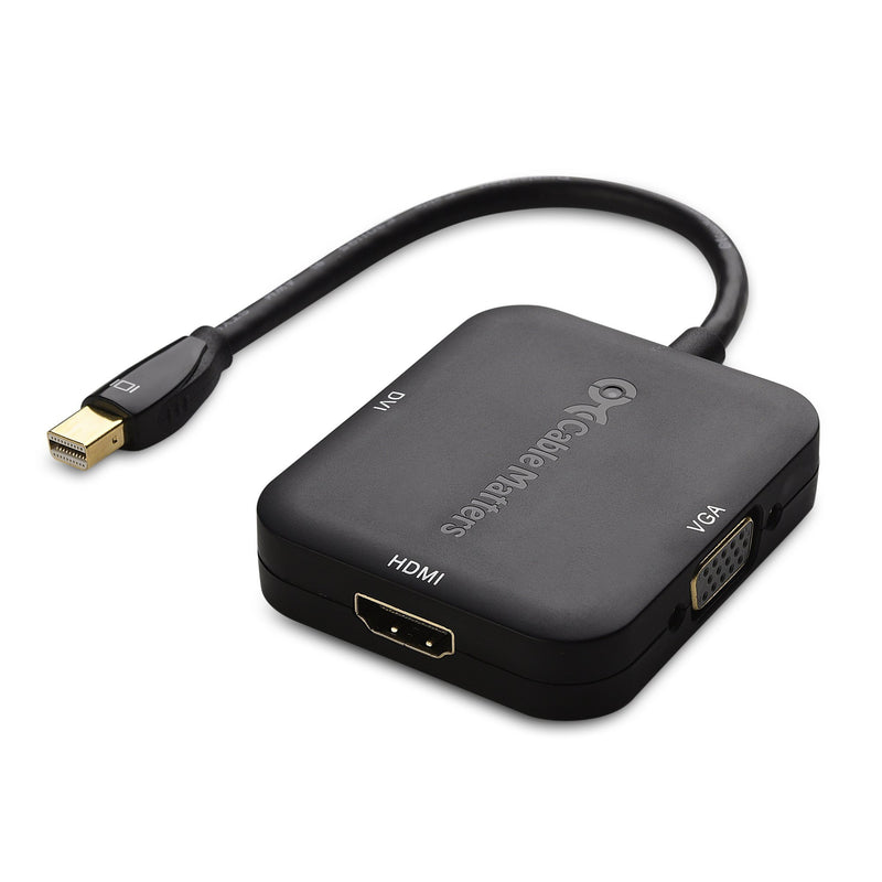 Cable Matters Mini DisplayPort to HDMI Adapter with VGA and DVI 3-in-1 Adapter in Black - Thunderbolt and Thunderbolt 2 Port Compatible - Supporting 4K Resolution via HDMI