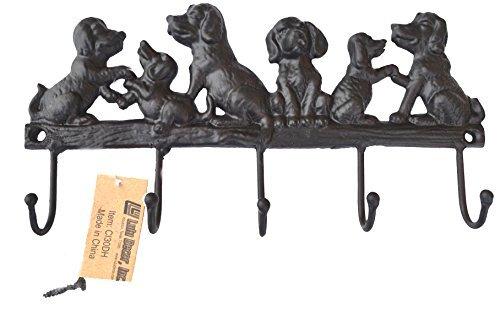LuLu Decor, Cast Iron 5 Dog Key Hooks, Ideal for Dog Lovers (Antique Black) 5 Dog Key Hooks (Antique Black)