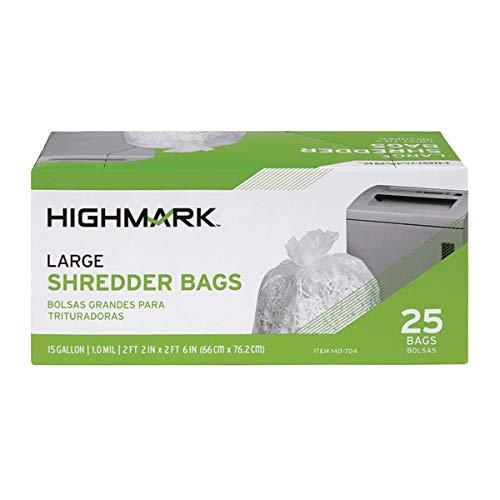 Highmark Shredder Bags, 1 mil, 15 Gallons, Clear, Box of 25, DP00704