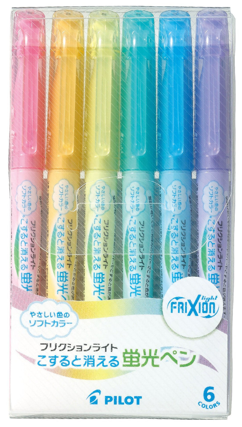 Pilot Frixion Light Soft Color Erasable Highlighter Pen, 6 Color Set (SFL-60SL-6CS)