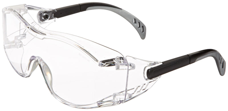 Gateway Safety 6980 Cover2 Safety Glasses Protective Eye Wear - Over-The-Glass (OTG), Clear Lens, Black Temple 1 Pair