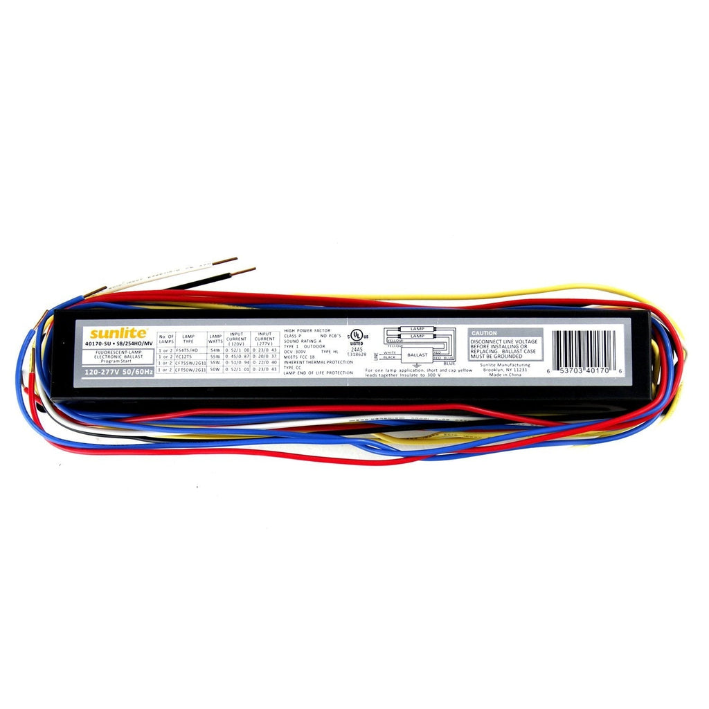 Sunlite 40170-SU SB254HOMV 2 Lamp F54 T5 High Output Linear Fluorescent Ballast, Multi volt