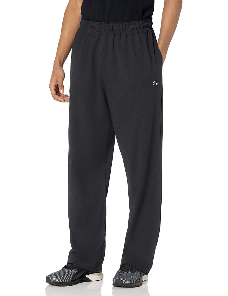 Champion Men's Open Bottom Lightweight Jersey Pant Small Black