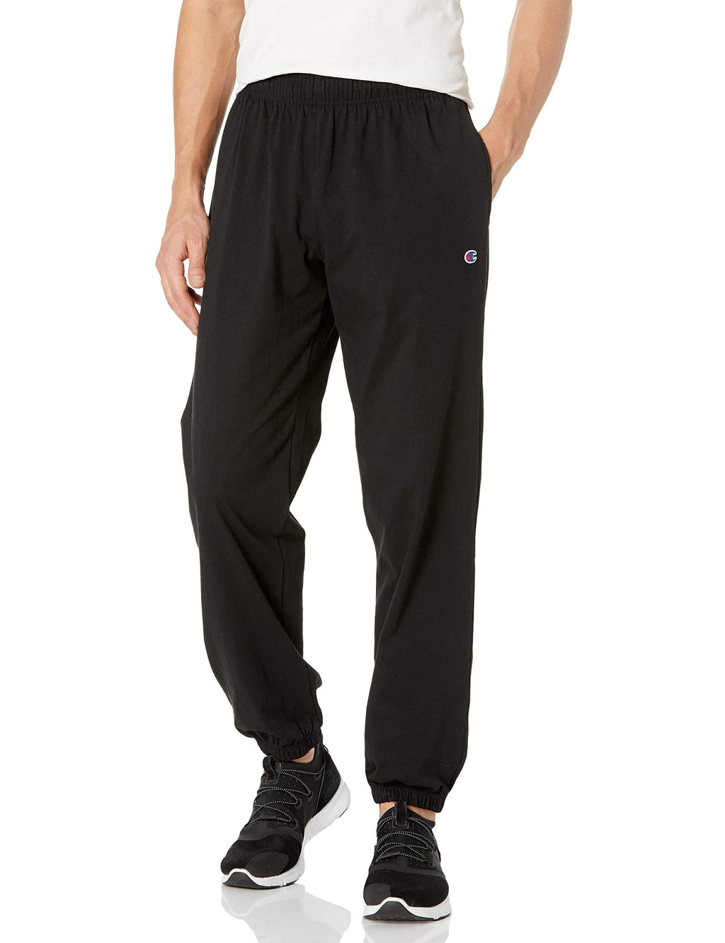 Champion Men's Closed Bottom Light Weight Jersey Jogger Small Black