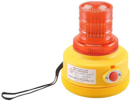 North American Signal PSLM4-R LED Personal Safety Warning Light with Magnetic Mount, Programmable Battery Operated, Red