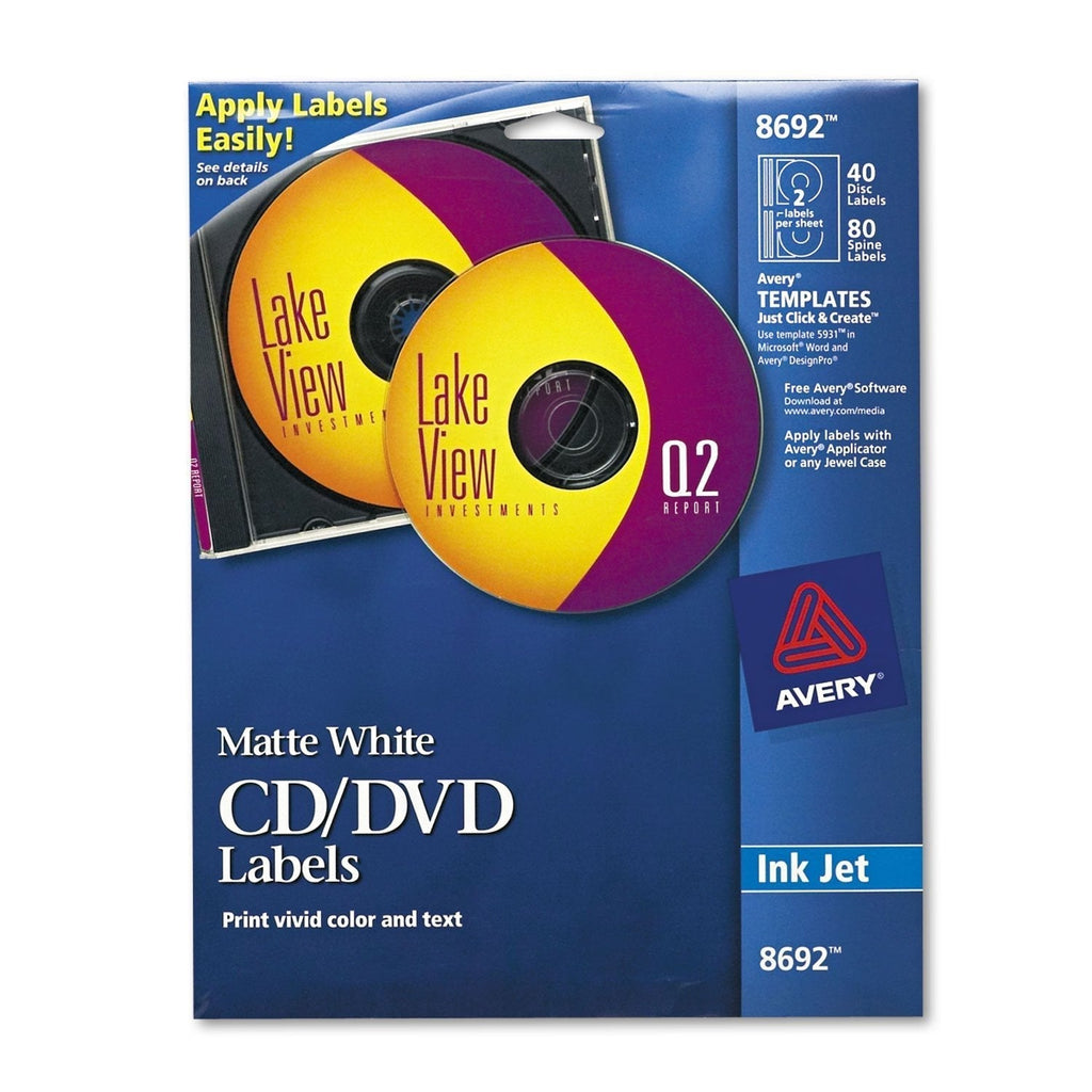 Avery CD/DVD Label - 40 / Pack - Inkjet - White