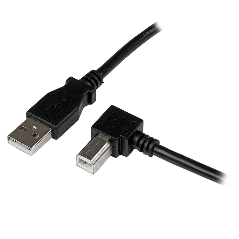 StarTech.com 2m USB 2.0 A to Right Angle B Cable Cord - 2 m USB Printer Cable - Right Angle USB B Cable - 1x USB A (M), 1x USB B (M) (USBAB2MR) Right Angled Connector 6 ft / 2m