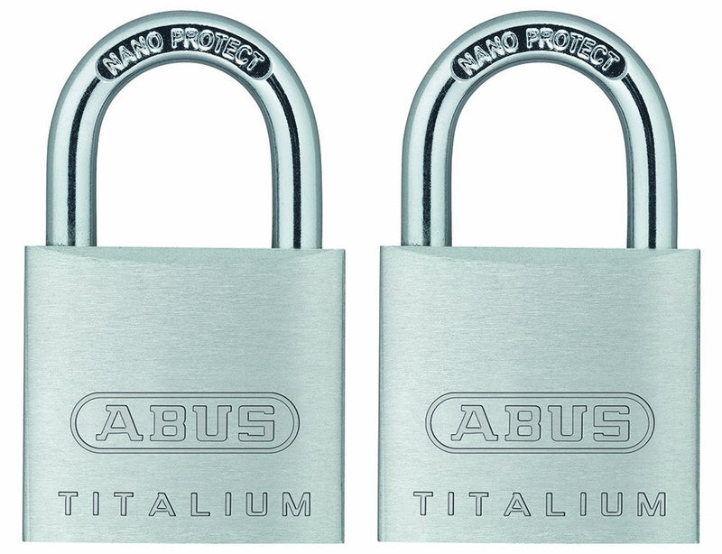 ABUS 64TI/30 Titalium Aluminum Alloy Padlock, Keyed Alike, Pack of 2