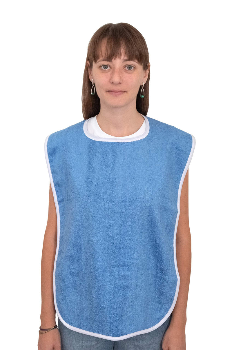 3 Pack Elaine Karen Premium Adult Bibs - bibs for adults Men, Women; Eating Cloth for Elderly Seniors and Disabled, Adjustable, Terry bib Clothing Protectors, Machine Washable, Blue 3 Count (Pack of 1)