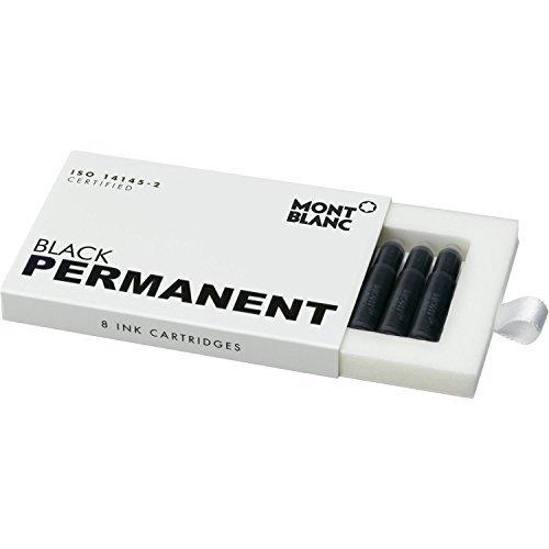 Montblanc Ink Cartridges Permanent Black 107757 – Document-Proof Fountain Pen Refills in Black – 8 International Standard Pen Cartridges