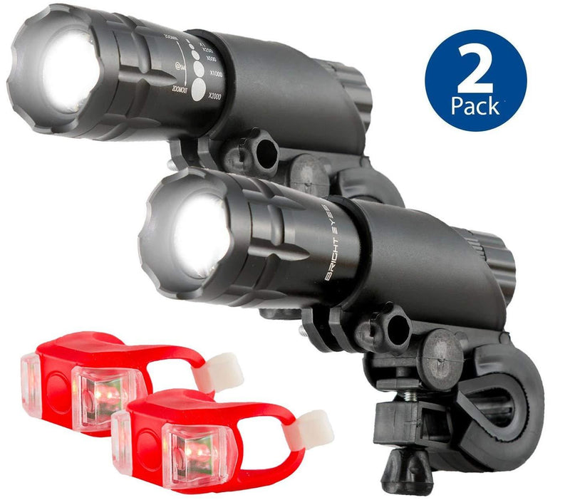 Bright Eyes Aircraft Aluminium Waterproof 300 Lumen LED Bike Light Set (Headlight, TailLight), 2 Pack