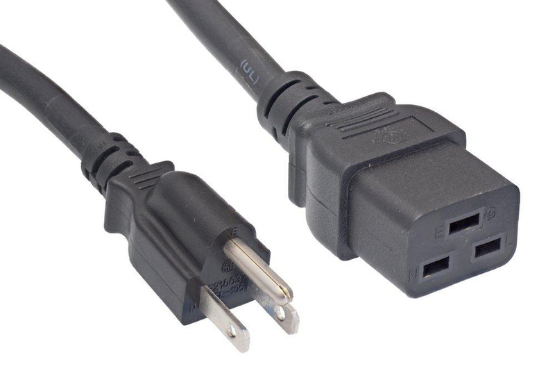 Cablelera North American Power Cord Extension, NEMA 5-15P to C19, 6', 14 AWG, 15A, 125V (ZWACPFAC-06) 6ft