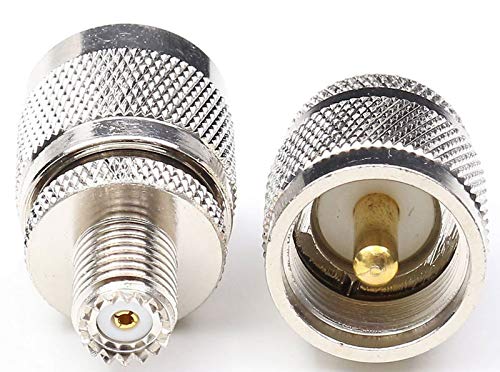 DHT Electronics RF coaxial Coax Adapter UHF Male PL259 PL-259 to Mini UHF Female Pack of 2