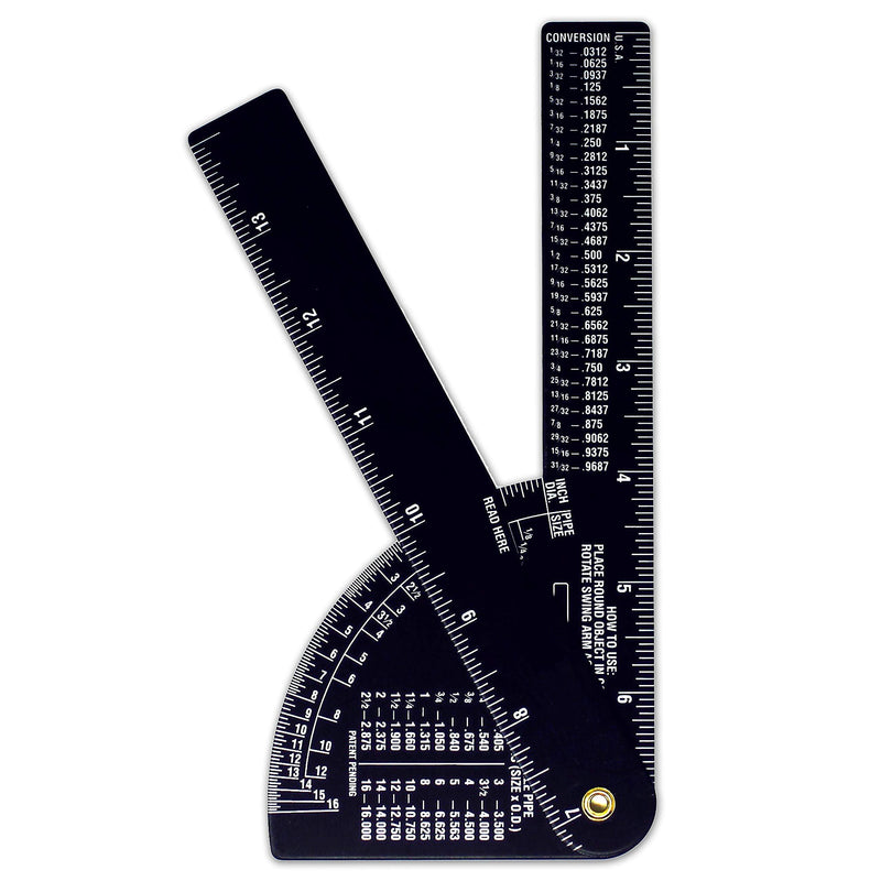 Pipe Caliper/Diameter Caliper and Ruler - Fractional – Black Anodized Aluminum