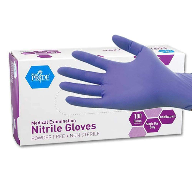 MedPride Powder-Free Nitrile Exam Gloves, Large, Box/100 Large (Pack of 100)