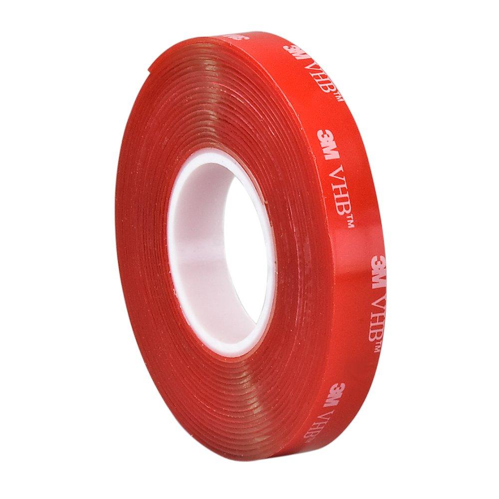 3M VHB Tape 4910, 0.25 in width x 5 yd length (1 Roll),Clear 0.040 Inches 0.25 inches 5 Yards Clear 1