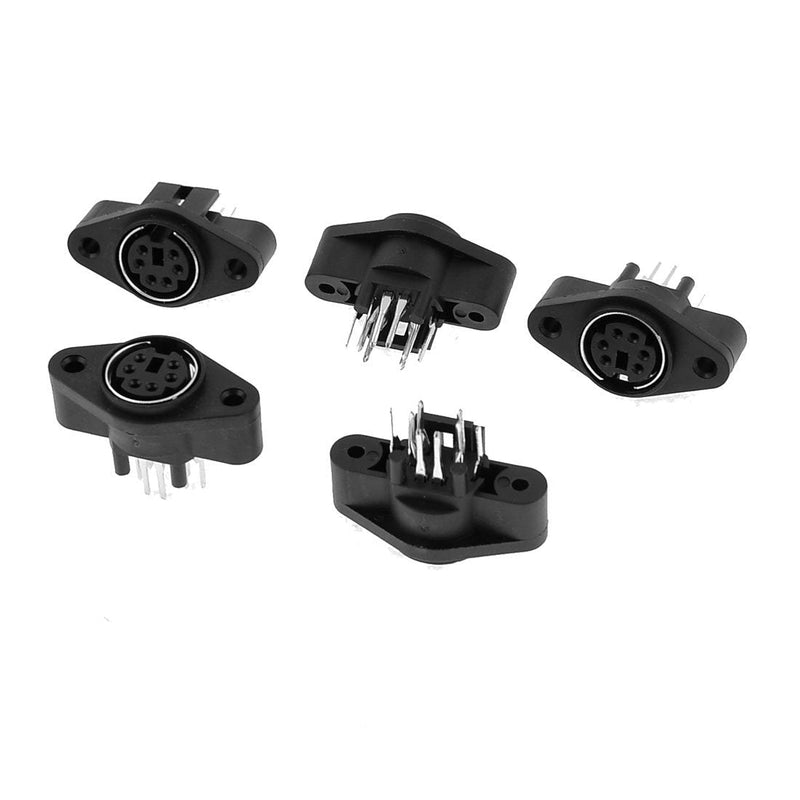 uxcell 5 Pcs Mini DIN 6 Pin Female S-Video Connector Adapter Sockets