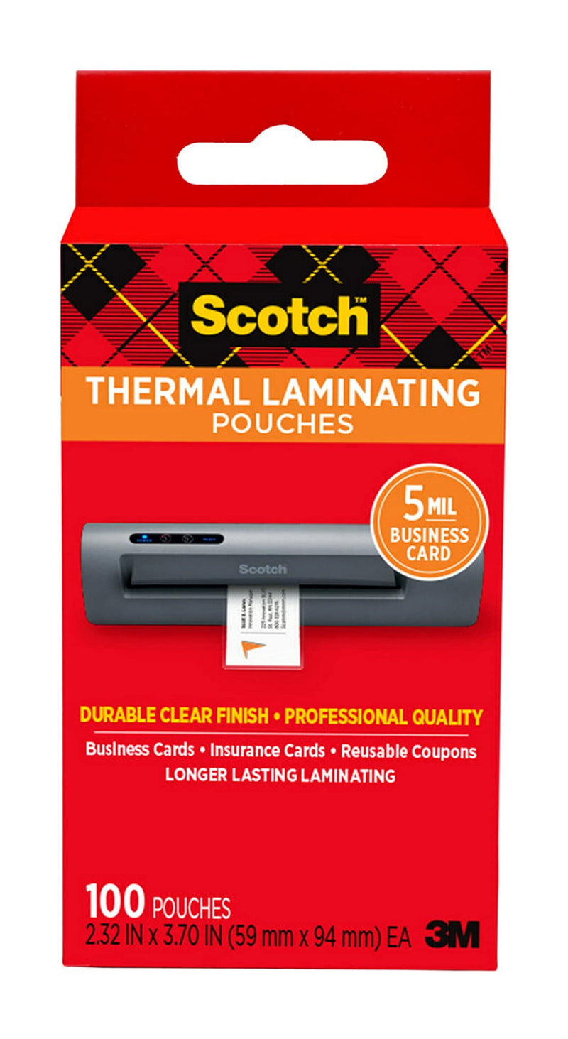 Scotch Thermal Laminating Pouches, 5 Mil Thick for Extra Protection, 2.32 x 3.70-Inches, Business Card Size, 100-Pack (TP5851-100)