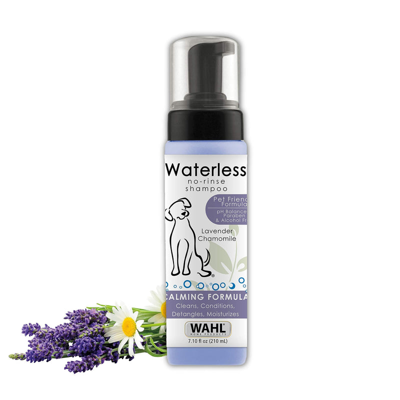 Wahl Pet Friendly Waterless No Rinse Shampoo for Animals – Lavender & Chamomile for Cleaning, Conditioning, Detangling, & Moisturizing Dogs, Cats, & Horses – 7.1 Oz