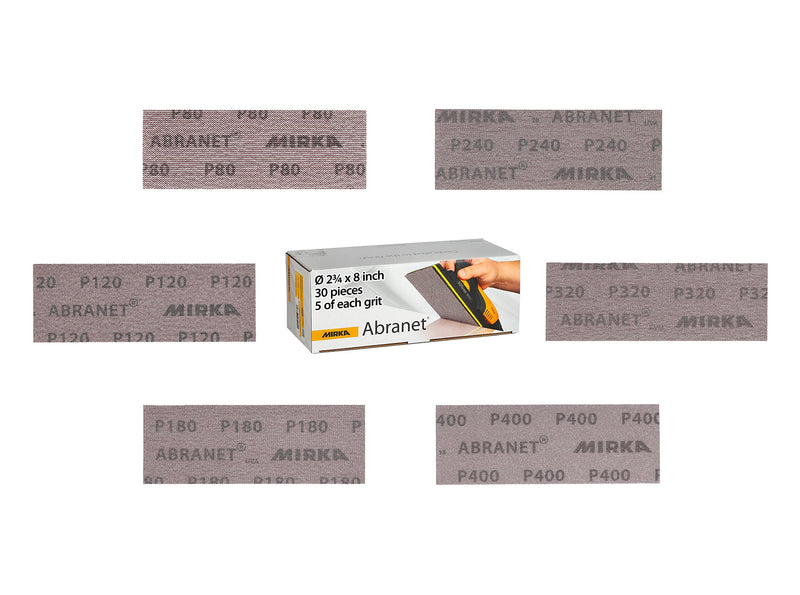 Mirka 9A-150-AP Abranet 2-3/4 in. x 8 in. Mesh Grip Sheet Assorted Grits