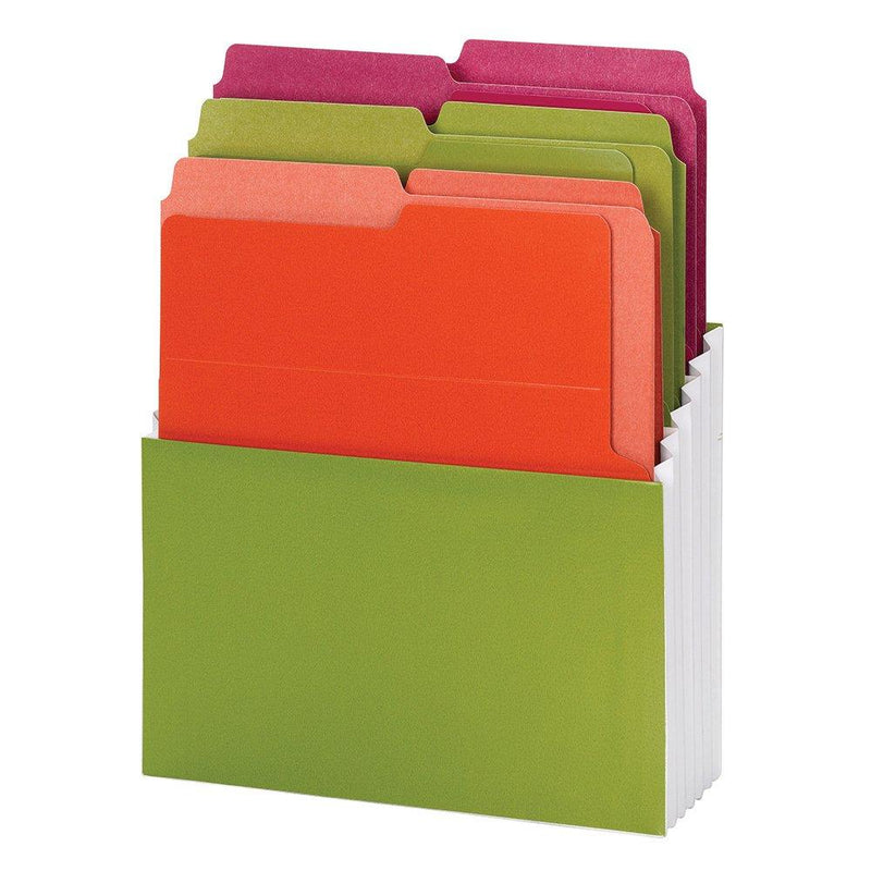 Smead Organized Up Vertical Stadium File with Heavyweight Vertical Folders, 3 Pockets, Letter Size, Peridot/Brights (70222) , Green