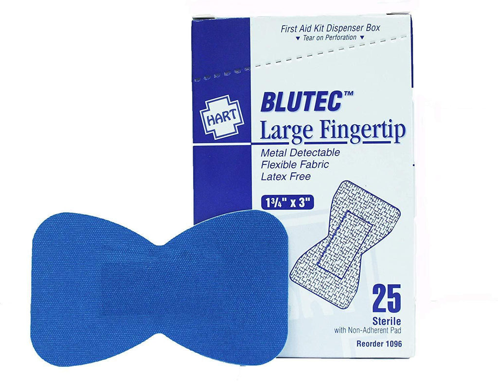 Blue Tec(TM) Extra Long Blue, Metal Detectable Fabric Finger Wrap Bandage, 25/box