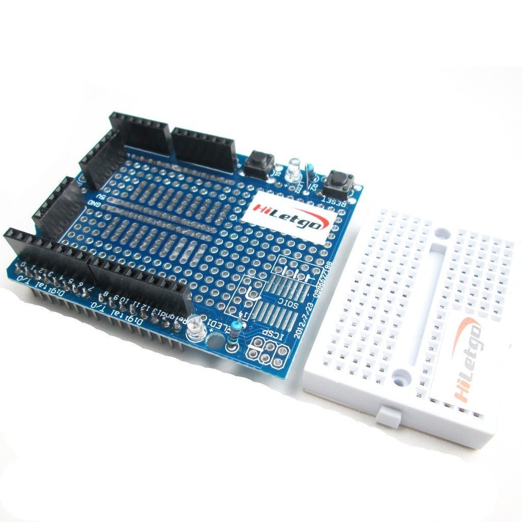 HiLetgo 2pcs UNO R3 Proto Shield Prototype Expansion Board with SYB-170 Mini Breadboard Based for Arduino UNO R3 ProtoShield