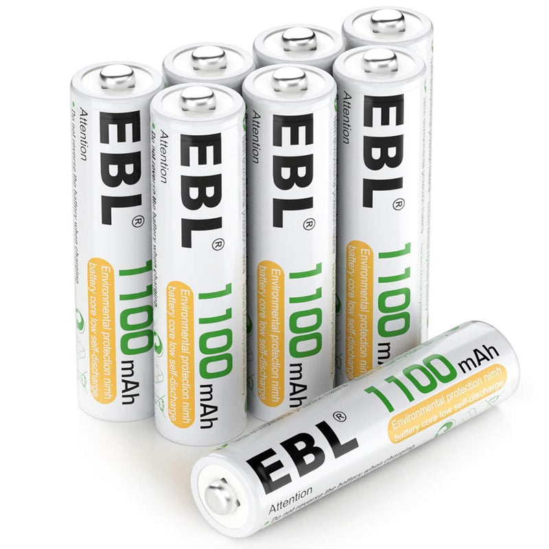 EBL 8 Pack AAA Ni-MH Rechargeable Batteries AAA Batteries ProCyco Technology (Typical 1100mAh, Minimum 1000mAh) 8-Pack AAA