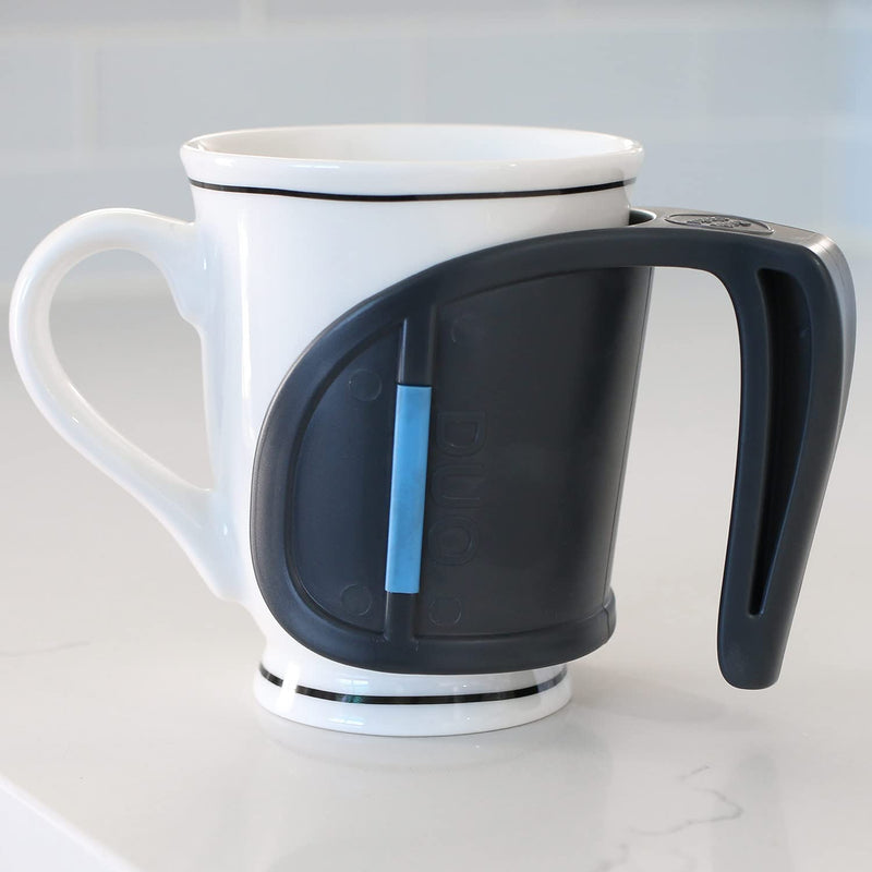 HealthSmart DUO Beverage Grip Handle for Mugs, Glasses and Bottles, Protects Hands from Hot Mug Surfaces, Blue, 0.5 Pound