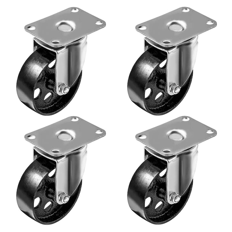 Online Best Service 4 Pack Large Steel Swivel Caster Wheel Heavy Duty 3.5" Wheel (3.5" No Brake) 3.5" No Brake