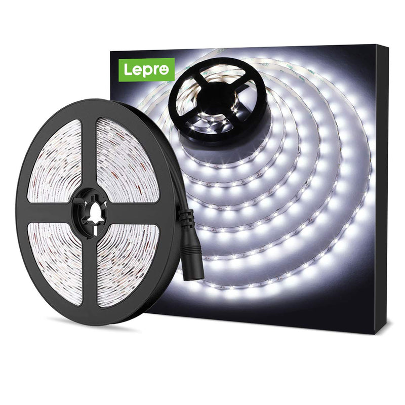 LE 12V LED Strip Light, Flexible, SMD 2835, 16.4ft Tape Light for Home, Kitchen, Party, Christmas and More, Non-Waterproof, Daylight White(Not Include Power Adapter) 16.4 ft