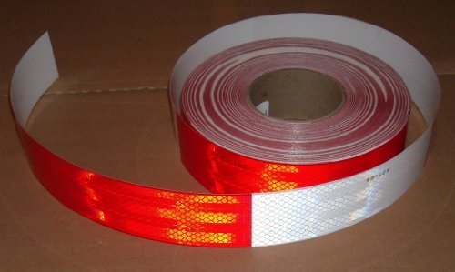 Safe Way Traction 2" x 12' Roll 3M 983 Series Diamond Grade™ Conspicuity Trailer DOT-C2 Reflective Safety Tape 11" Red & 7" White Pattern 983-32