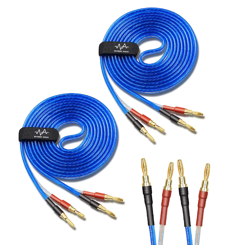 Wyvern [1Pair 8 Banana Plugs Total] HiFi Speaker Wire/Assembled (Banana to Banana Plugs) Blue (9.8ft PER Wire/ 3 Meters PER Wire)