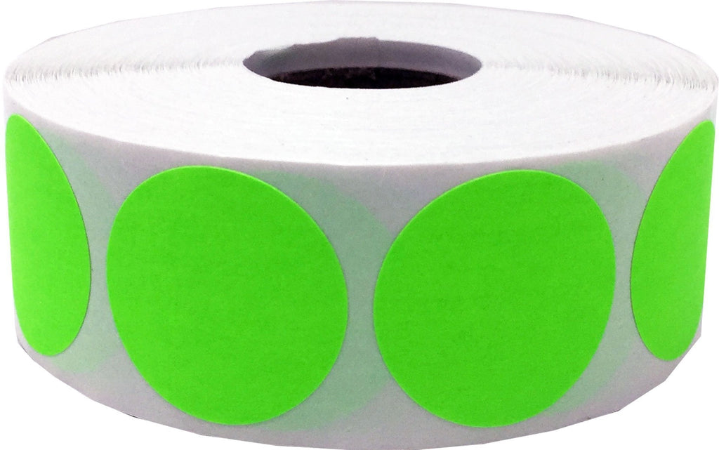 Fluorescent Green Color Coding Labels for Organizing Inventory 1 Inch Round Circle Dots 500 Total Adhesive Stickers On A Roll Fluorescent Green