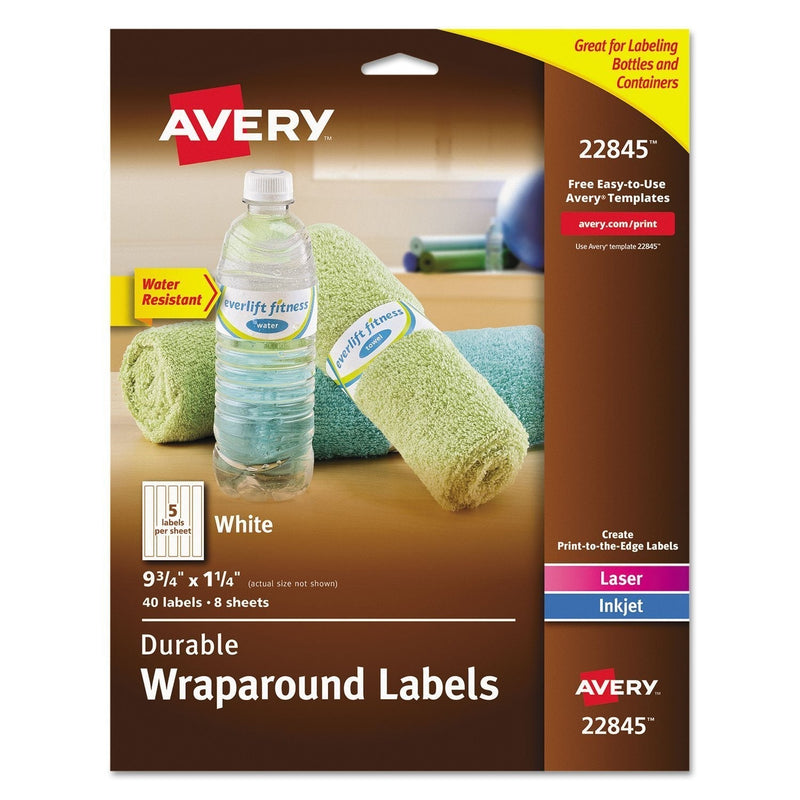 Avery 22845 Wrap Around Labels, 40/PK, White