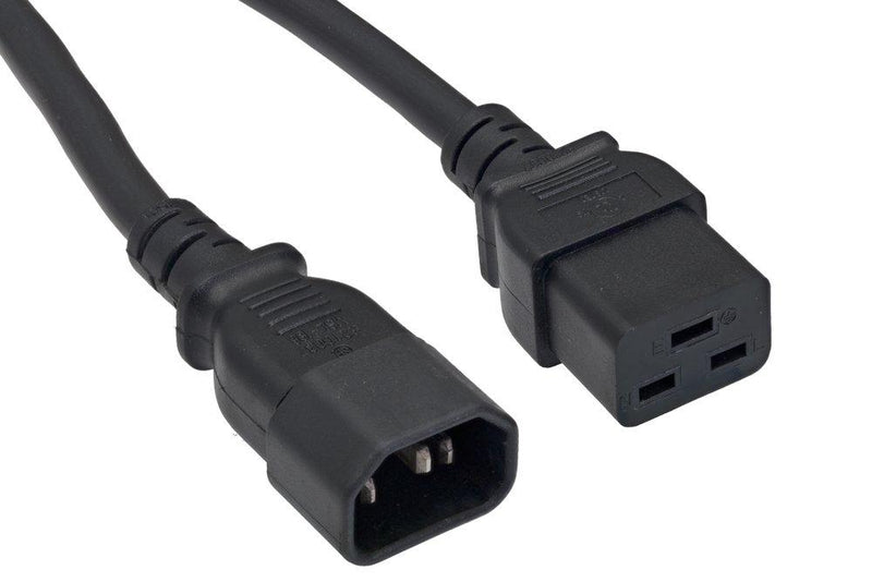 Cablelera AC Power Cord Extension, IEC320 C14 to IEC320 C19, 6', 14AWG, 15A, 250V(ZWACDFAN-06), Black 6ft