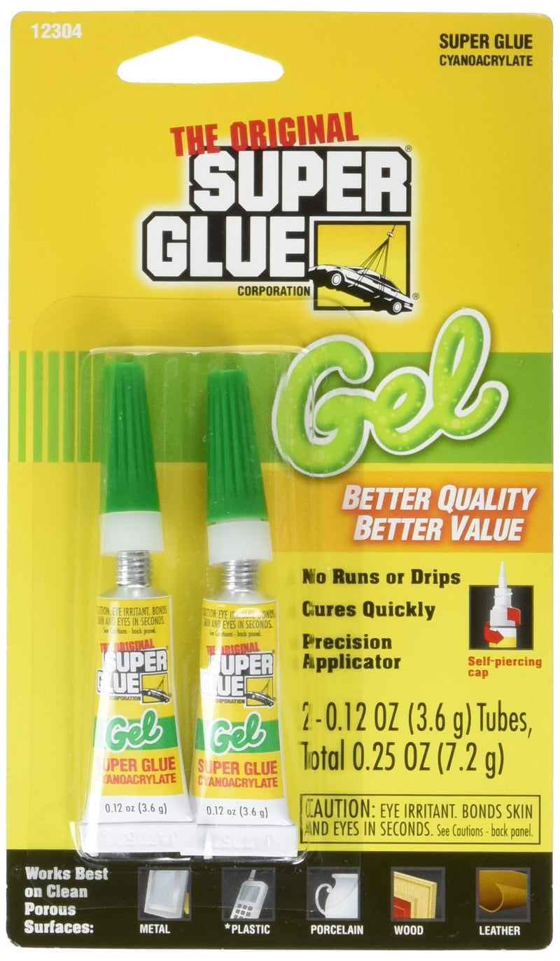 The Original Super Glue Cyanoacrylate Gel, 0.12 Oz Each, 2 Tubes 1