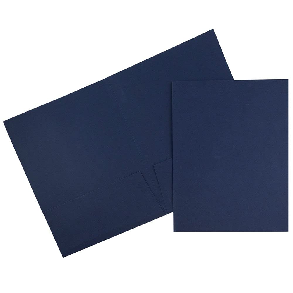 JAM PAPER Two Pocket Textured Linen Presentation Folders - Letter Size Business Folder - Navy Blue - 6/Pack Pack of 6 Folders Navy Blue Linen