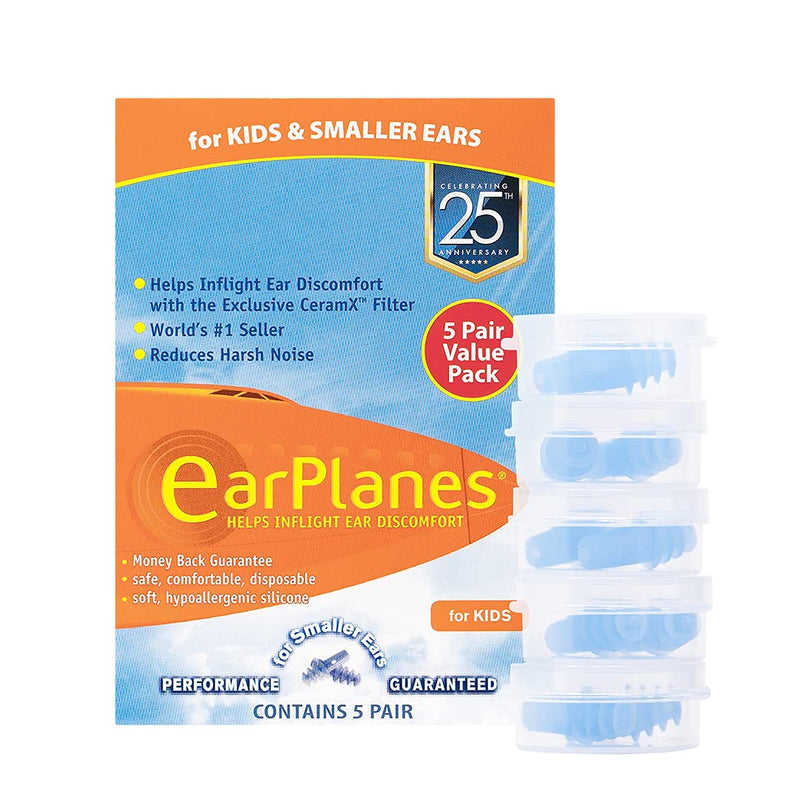 EarPlanes Ear Plugs Kid's Small Size 1 Pair (Pack of 5) 1 Pair (Pack of 5)