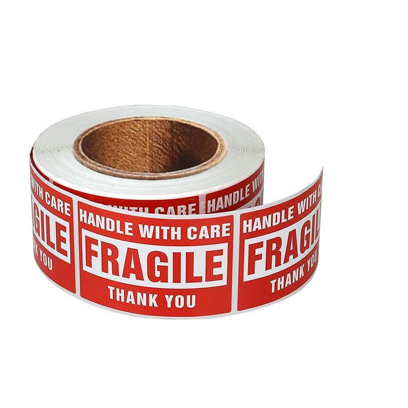 enKo - 2 x 3 Inch Fragile Stickers Handle with Care Warning Packing Shipping Label - Permanent Adhesive (1 Roll, 500 Labels) 1 Roll - 500 Labels