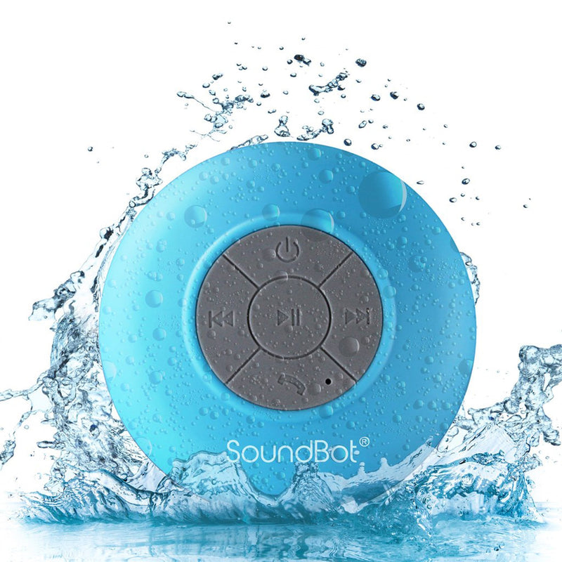 SoundBot SB510 HD Water Resistant Bluetooth 3.0 Shower Speaker, Handsfree Portable Speakerphone with Built-in Mic, 6hrs of playtime, Control Buttons and Dedicated Suction Cup (Blue) BLU
