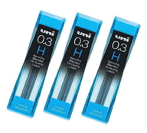 Strength & Deep & Smooth -Uni-ball Extra Fine Diamond Infused Pencil Leads, 0.3 Mm-H-nano Dia 15 Leads X 3 Pack/total 45 Leads/(with Values Japan Original Description of Goods)