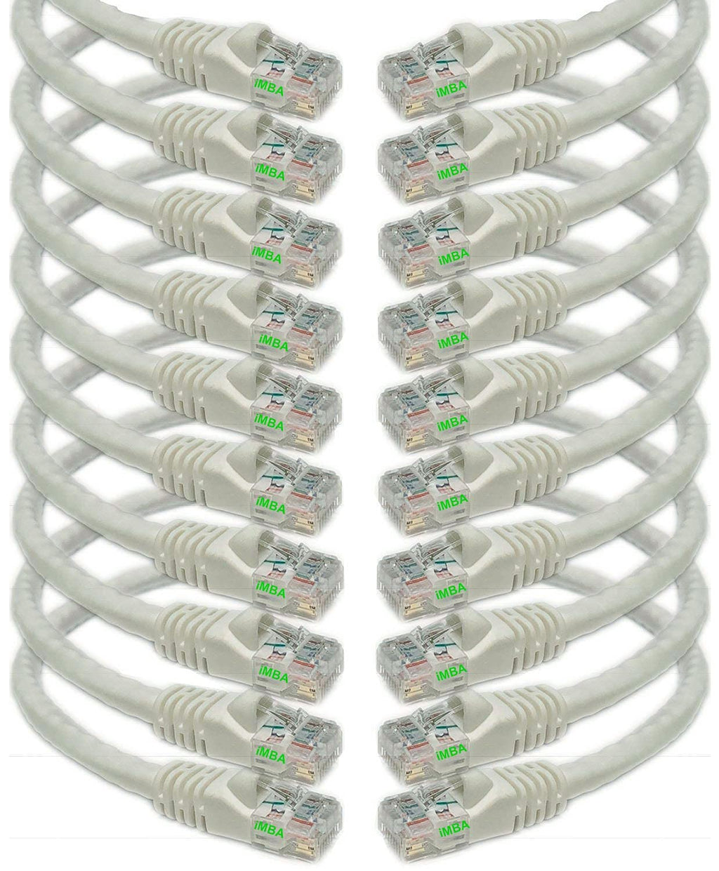 iMBAPrice 7 ' Cat5e Network Ethernet Patch Cable, 10 Pack, White (IMBA-CAT5-07WT-10PK) 7 Feet