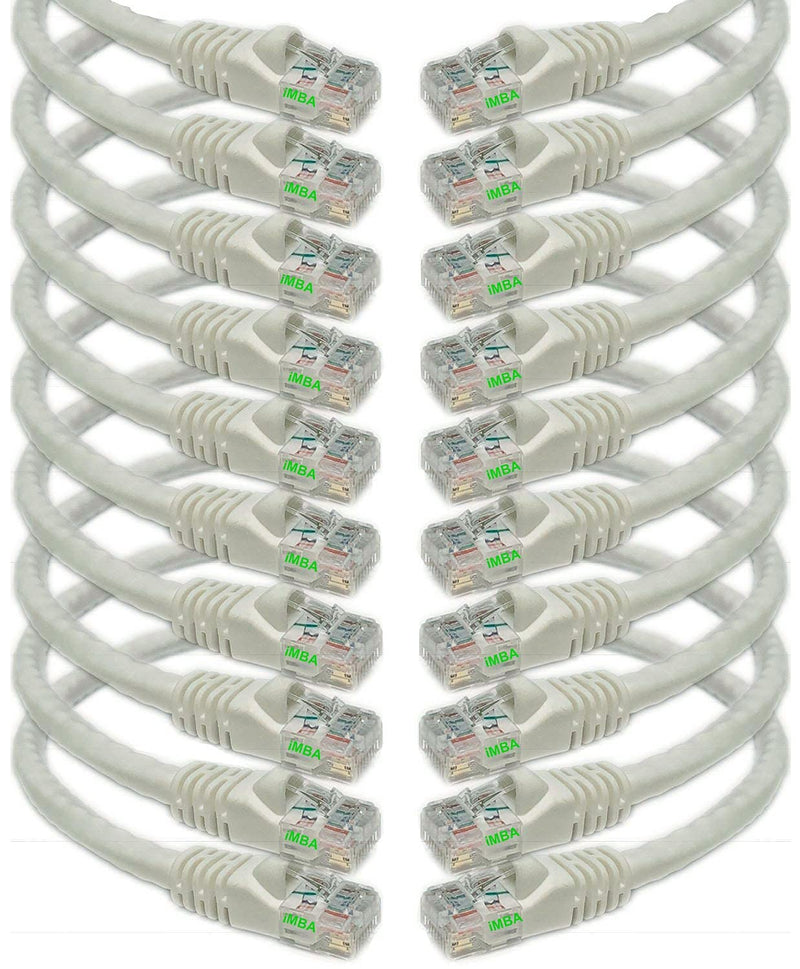 iMBAPrice 7 ' Cat5e Network Ethernet Patch Cable, 10 Pack, White (IMBA-CAT5-07WT-10PK) 7 Feet